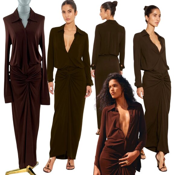 Rat & Boa Dresses & Skirts - 🆕 RAT & BOA 🧿 NWOT Rucci Long Sleeve Ruched Shirt Dress, Brown - Sz L